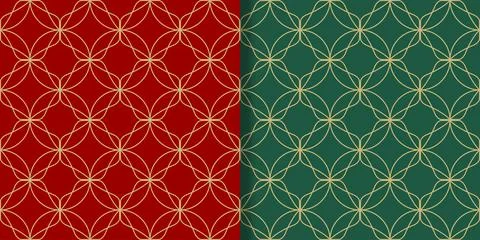 Seamless patterns with lines and geometric shapes in Art Deco style Stock Illustration