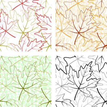 Seamless Patterns, Maple Leaves Stock Illustration
