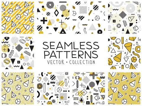 Seamless patterns in Memphis style Stock Illustration