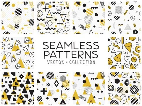 Seamless patterns in Memphis style 스톡 일러스트