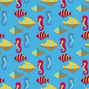 Seamless patterns with nautical elements wave paper ocean sea blue texture 스톡 일러스트