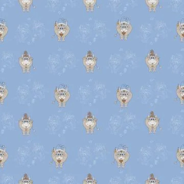 Seamless patterns. New Years pattern with horned animals, the symbol of 2021 - a Stock Illustration