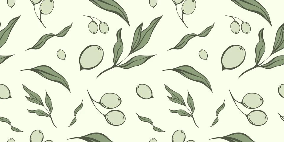 Seamless patterns with Olive Branch Ilustración de archivo