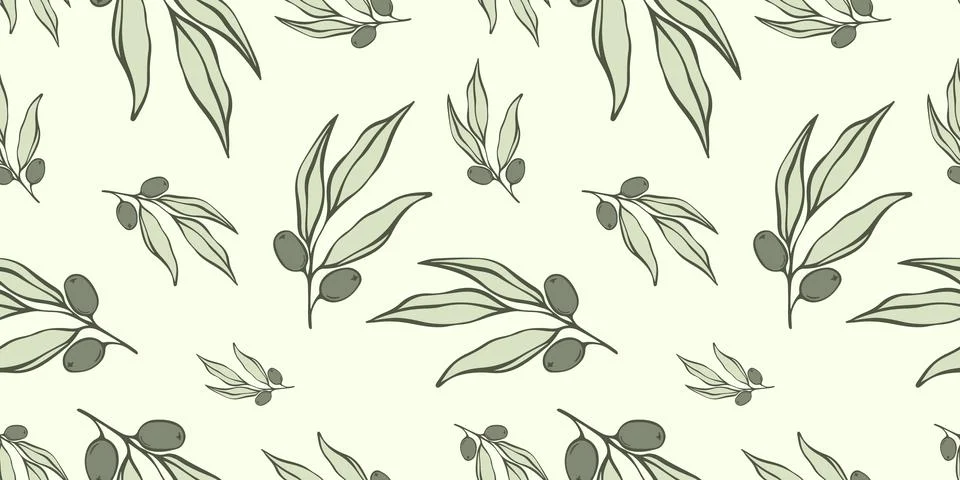 Seamless patterns with Olive Branch Stockillustratie