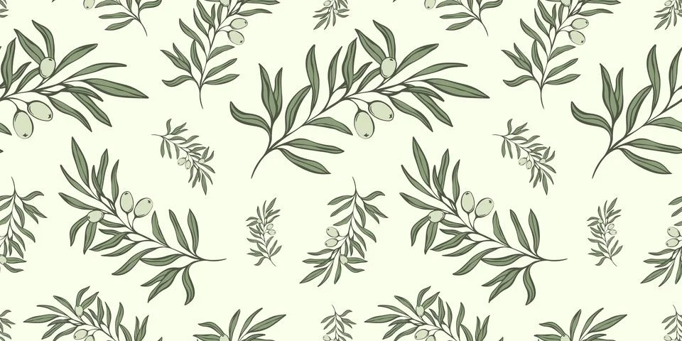 Seamless patterns with Olive Branch Stock Illustration