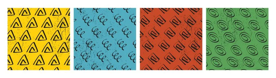 Seamless patterns with painted brush strokes. Stock Illustration