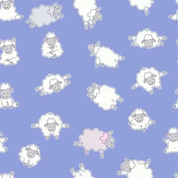 Seamless patterns. Pets yoga. cute sheep go in for sports, gymnastics and stand  Stock Illustration