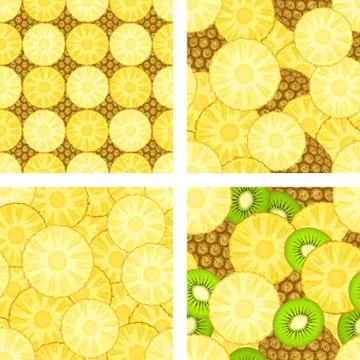 Seamless patterns with pineapple Stock Illustration