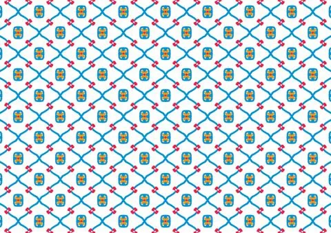 Seamless patterns with pink bow and blue line on white background vector. Stock Illustration