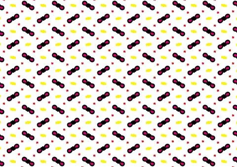 Seamless patterns with pink bow ,red star , yellow candy on white backgroun.. Stock Illustration
