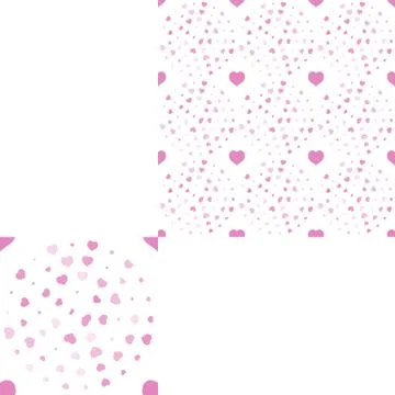 Seamless patterns from pink hearts of different size and opacity on the whi.. Stock Illustration