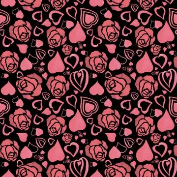 Seamless patterns with pink roses. Bright festive pattern with flowers and Stock Illustration