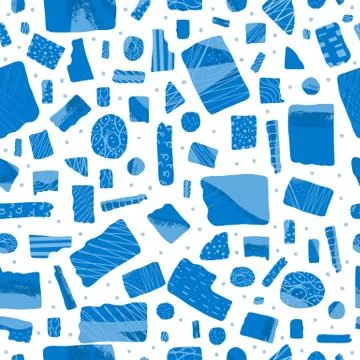 Seamless patterns of random collage elements. Dynamic background with differe イラスト素材