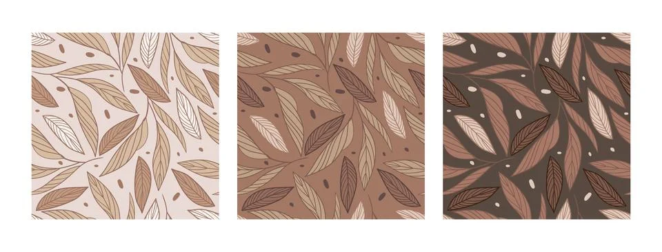 Seamless patterns set abstract exotic plants trendy colors vector 스톡 일러스트