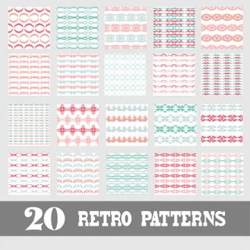 Seamless patterns set with flowers, for invitations, cards, scrapbooking, print Stock Illustration