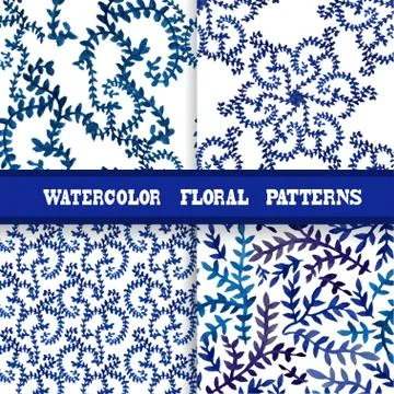 Seamless patterns set with flowers, for invitations, cards, scrapbooking, print Stock Illustration