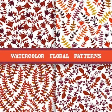 Seamless patterns set with flowers, for invitations, cards, scrapbooking, print Stock Illustration