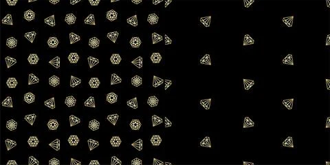 Seamless patterns set with gold geometric diamon Stock Illustration