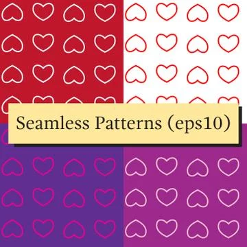 Seamless patterns set with hearts. Background of hearts on Valentine Day. Good Stock Illustration