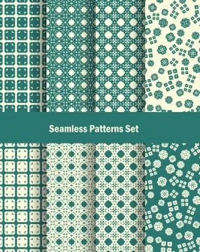 Seamless patterns set in oriental style. Vector ilustration. Stock Illustration