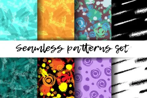 Seamless patterns set. Trendy geometric elements. Modern abstract design. Good Stockillustratie
