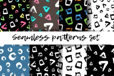 Seamless patterns set. Trendy geometric elements. Modern abstract design. Good イラスト素材