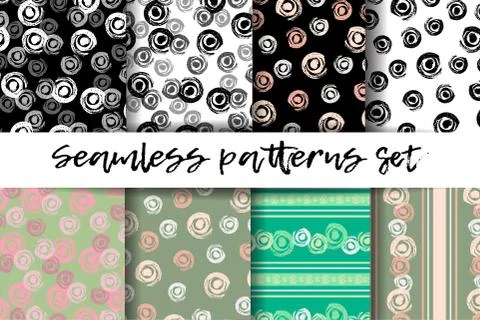 Seamless patterns set. Trendy geometric elements. Modern abstract design. Good イラスト素材