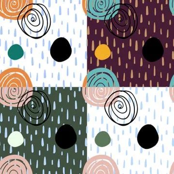 Seamless patterns in simple naive style Stock Illustration