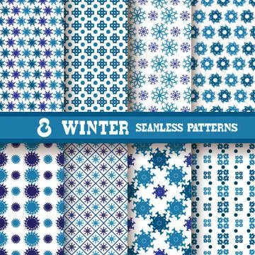 Seamless patterns with snowflakes, for invitations, cards, scrapbooking, print Stock Illustration