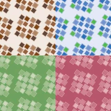 Seamless patterns with squares イラスト素材