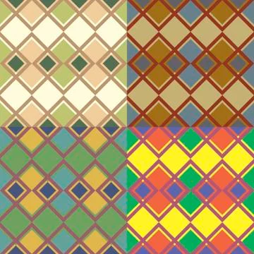 Seamless patterns with squares イラスト素材