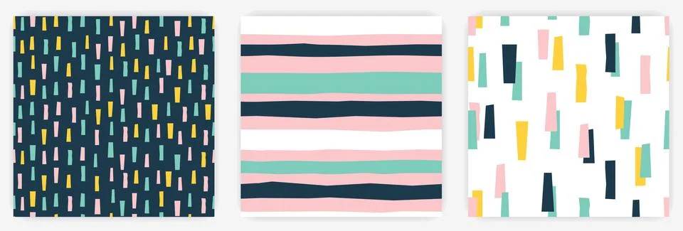 Seamless patterns with stripes Stock Illustration