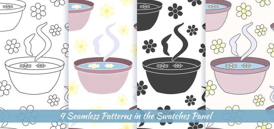 Seamless patterns with Thai massage, spa elements Stock Illustration