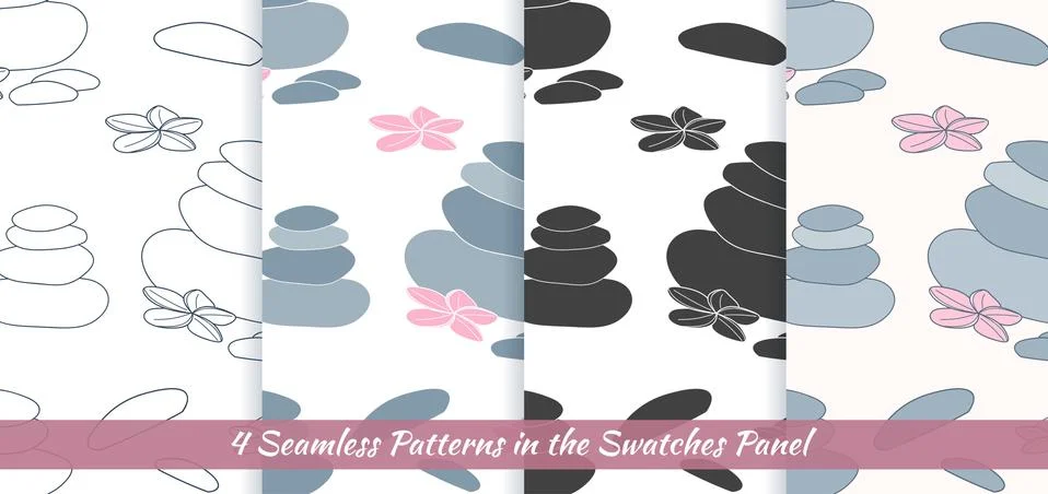 Seamless patterns with Thai massage, spa elements Stock Illustration