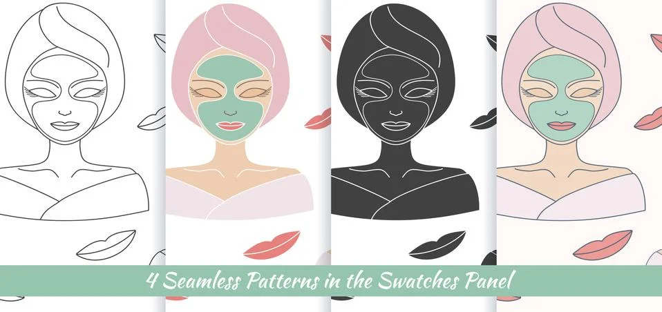 Seamless patterns with Thai massage, spa elements Stock Illustration