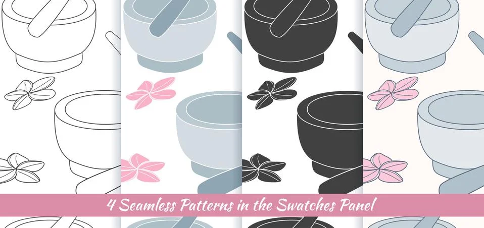 Seamless patterns with Thai massage, spa elements Stock Illustration
