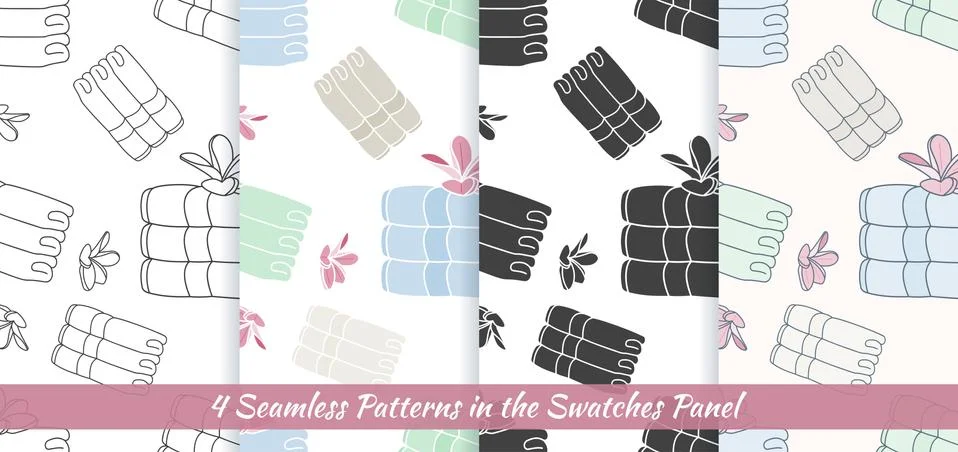 Seamless patterns with Thai massage, spa elements Stock Illustration