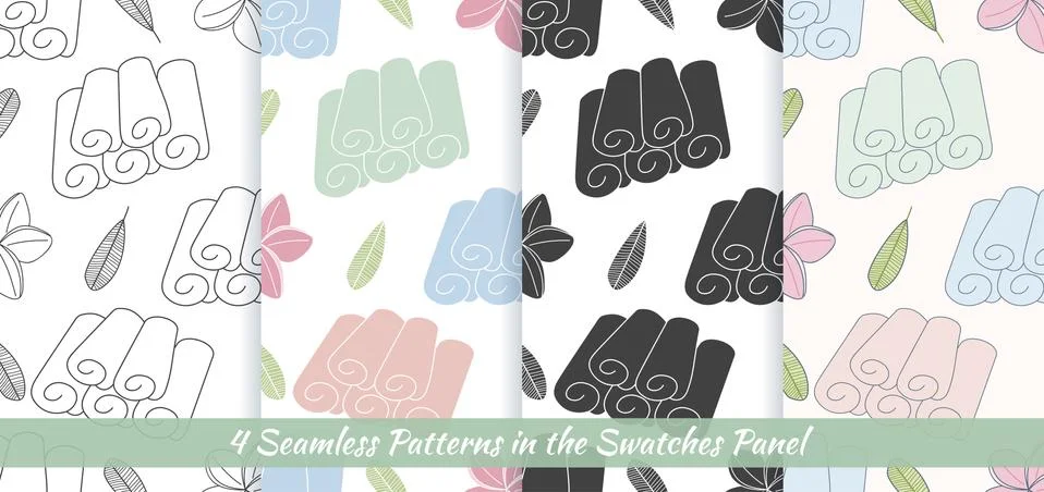 Seamless patterns with Thai massage, spa elements Stock Illustration
