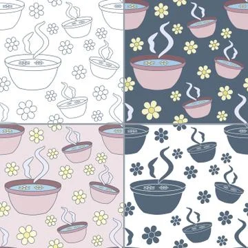 Seamless patterns with Thai massage, spa elements Stock Illustration