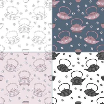 Seamless patterns with Thai massage, spa elements Stock Illustration