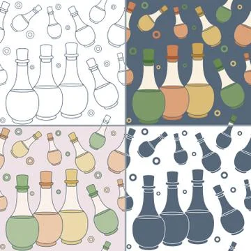 Seamless patterns with Thai massage, spa elements Stock Illustration