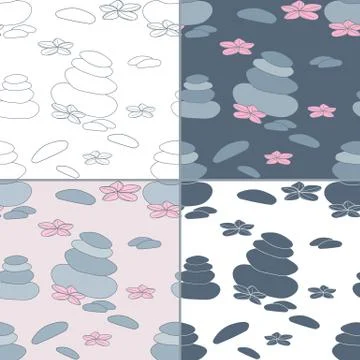 Seamless patterns with Thai massage, spa elements Stock Illustration