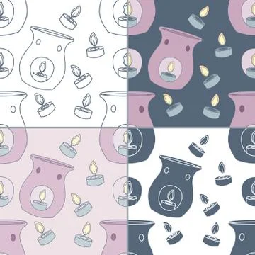 Seamless patterns with Thai massage, spa elements Stock Illustration