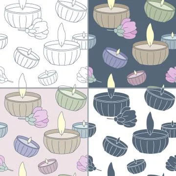 Seamless patterns with Thai massage, spa elements Stock Illustration
