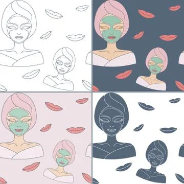 Seamless patterns with Thai massage, spa elements Stock Illustration