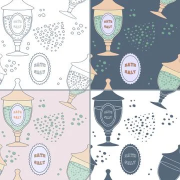 Seamless patterns with Thai massage, spa elements Stock Illustration