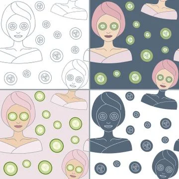 Seamless patterns with Thai massage, spa elements Stock Illustration