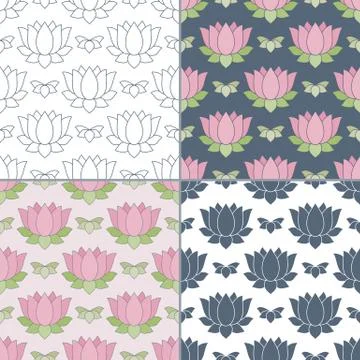 Seamless patterns with Thai massage, spa elements Stock Illustration