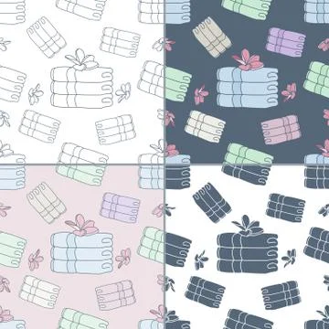 Seamless patterns with Thai massage, spa elements Stock Illustration