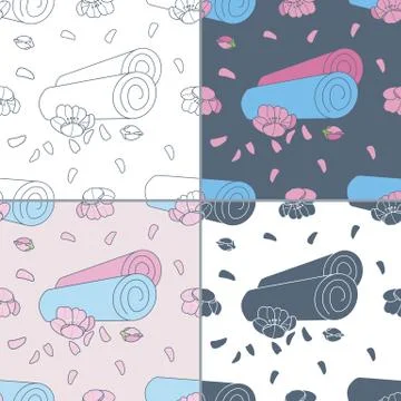 Seamless patterns with Thai massage, spa elements Stock Illustration